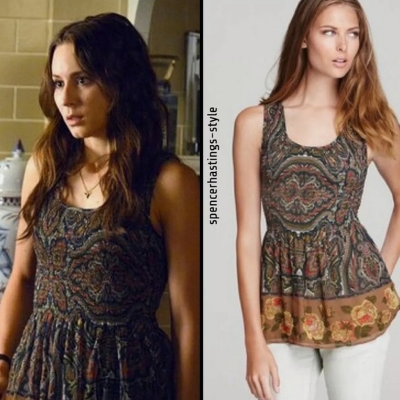 Free People Tops - Free People Paisley Floral Smocked Chiffon Top